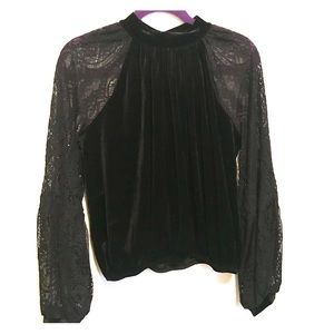 Black Velvet and Lace Free People Blouse